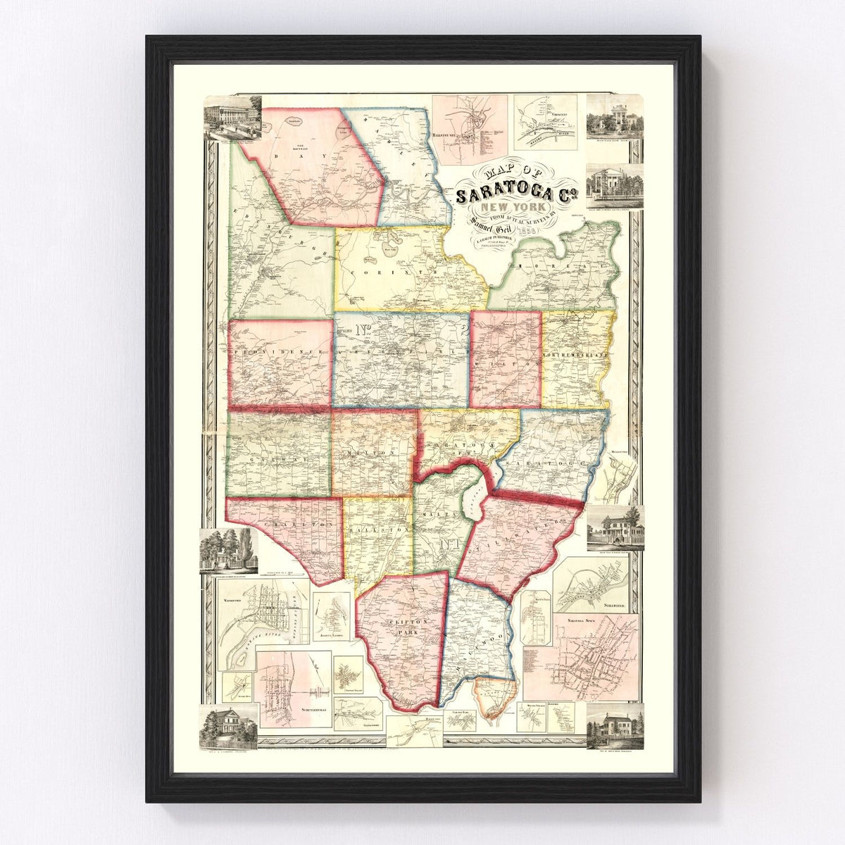Saratoga County Vintage Map 1856