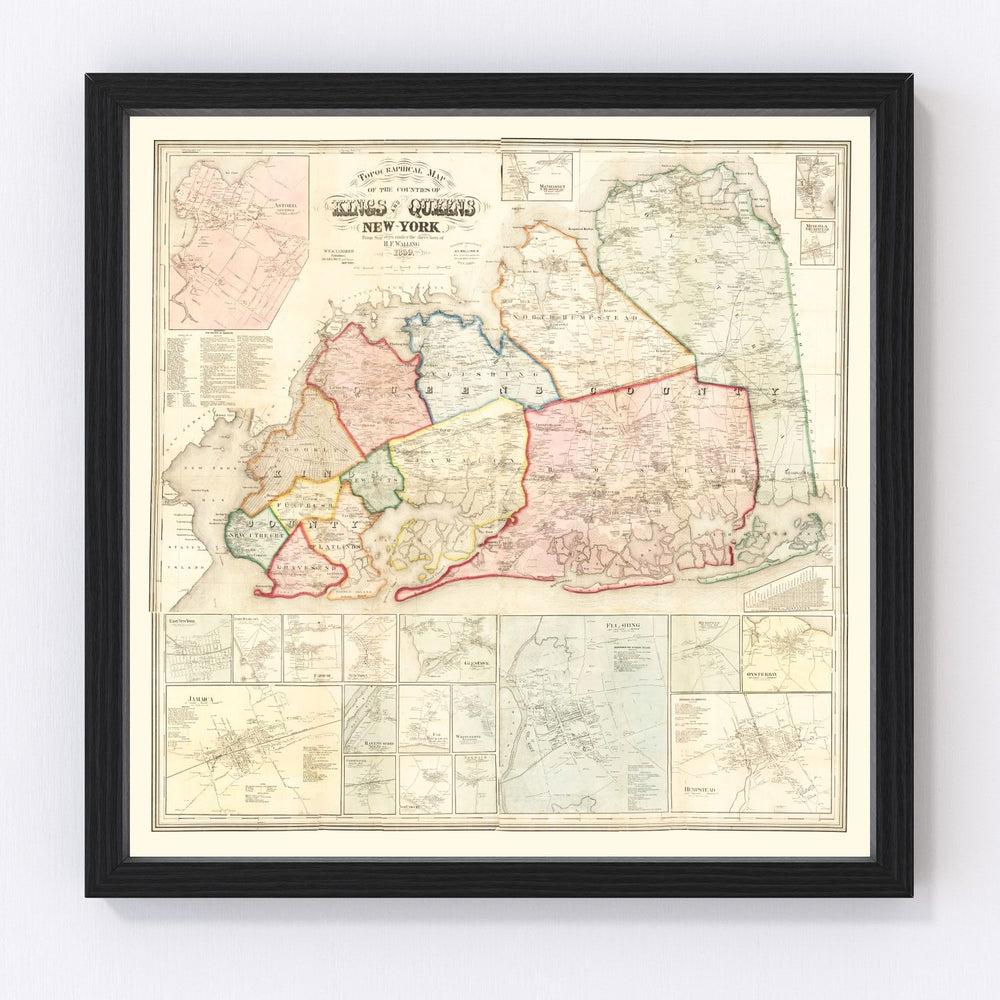 Queens County Vintage Map 1859
