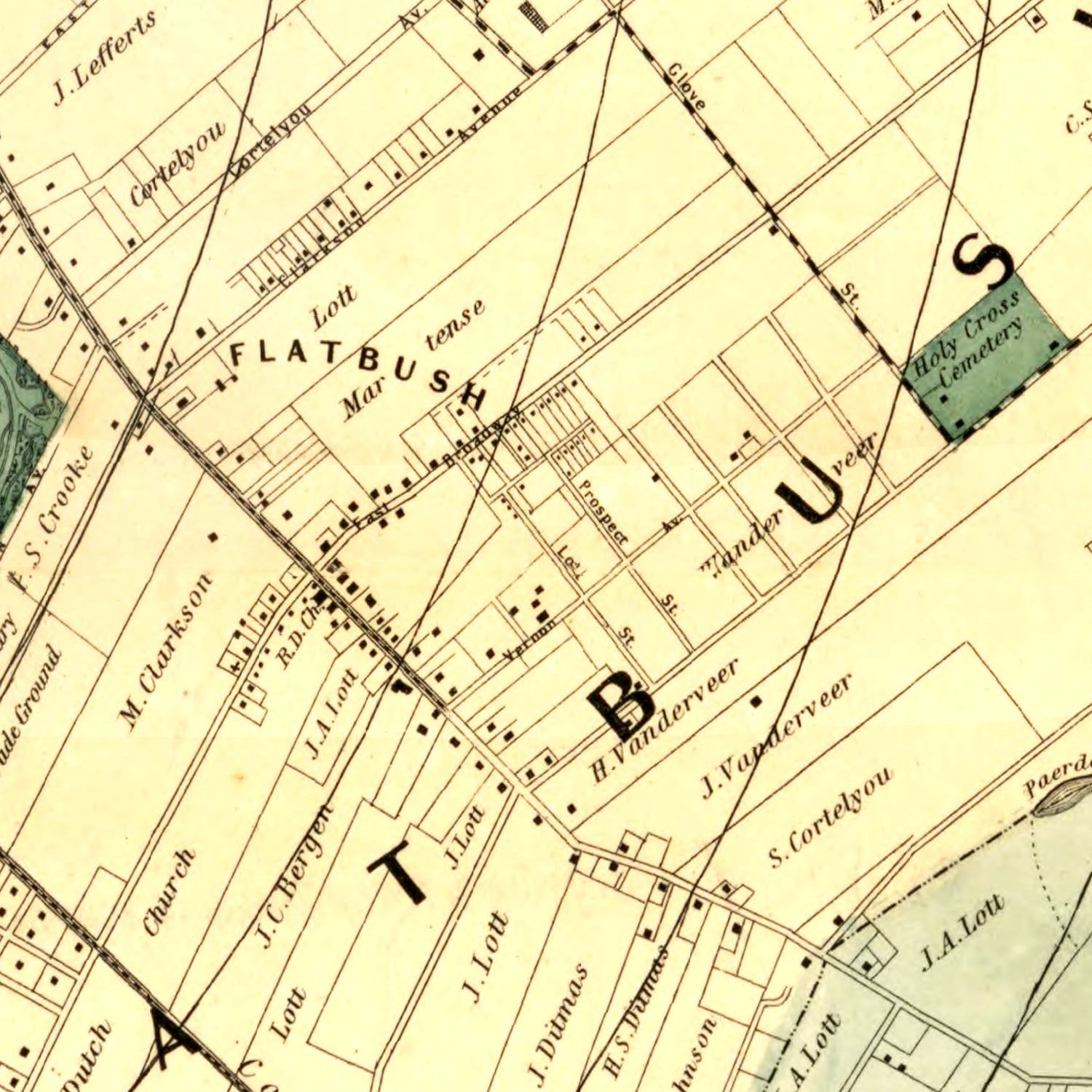 Restored historic details from the 1868 county map of Kings County, New York