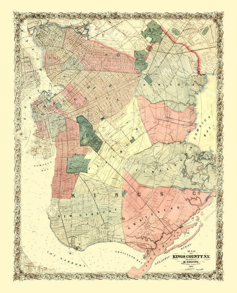 Size comparison using Vintage Map of Kings County, New York 1868