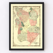 Kings County Vintage Map 1868