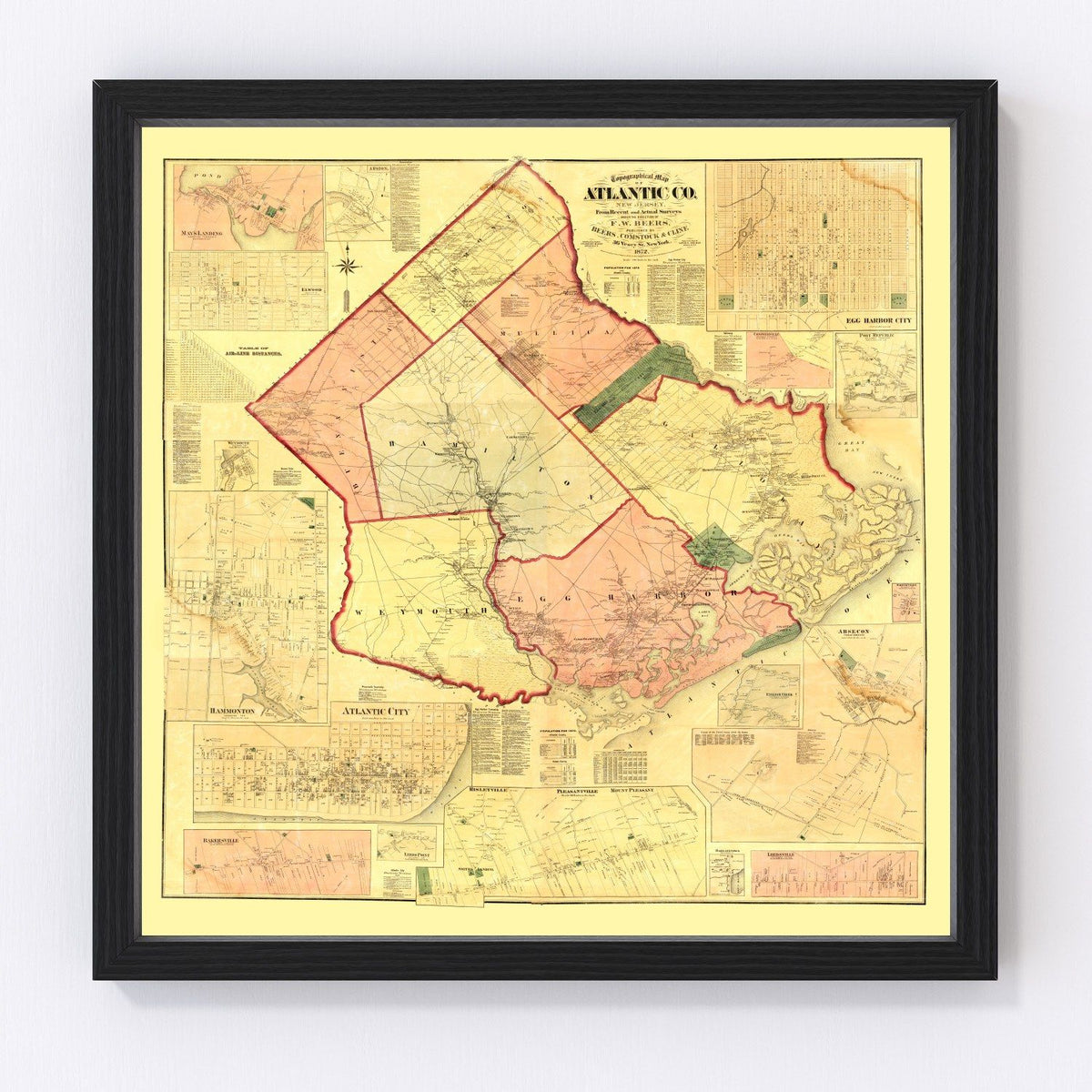 Atlantic County Vintage Map 1872