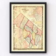 Bergen County Vintage Map 1861