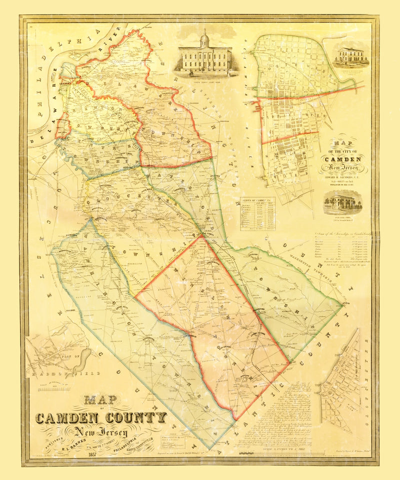 Size comparison using Vintage Map of Camden County, New Jersey 1857