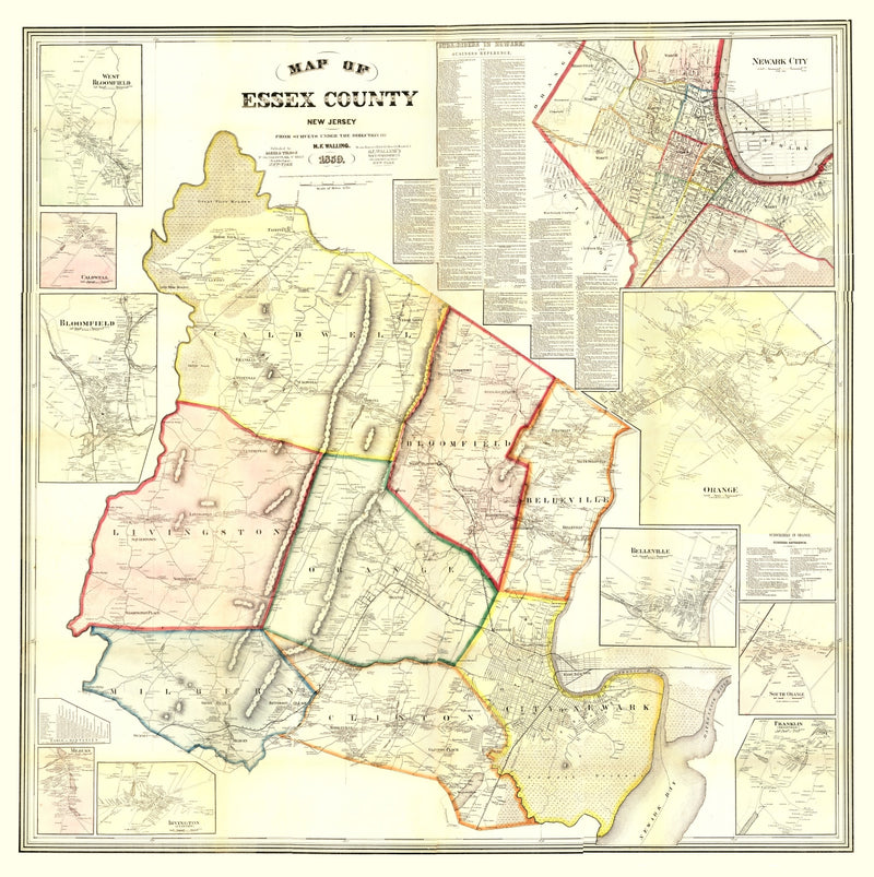 Size comparison using Vintage Map of Essex County, New Jersey 1859