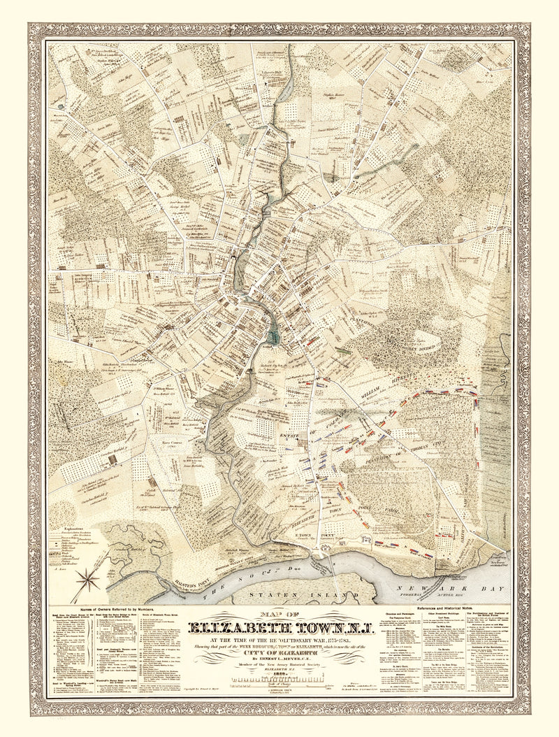 Size comparison using Vintage Map of Elizabethtown County, New Jersey 1775