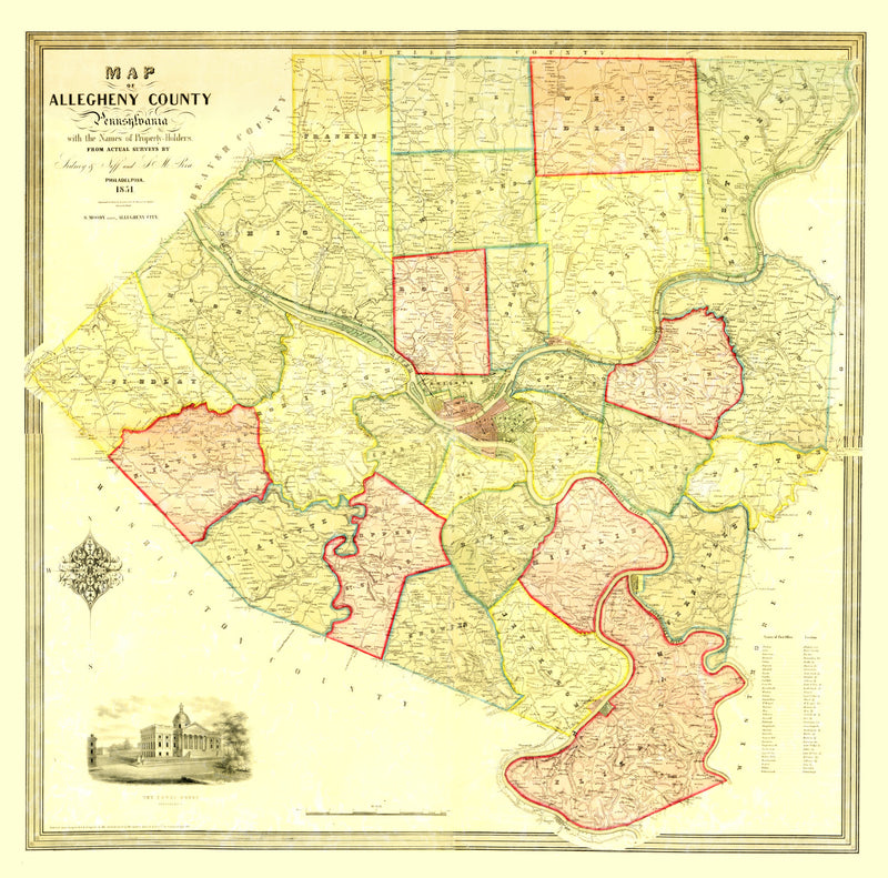 Size comparison using Vintage Map of Allegheny County, Pennsylvania 1851