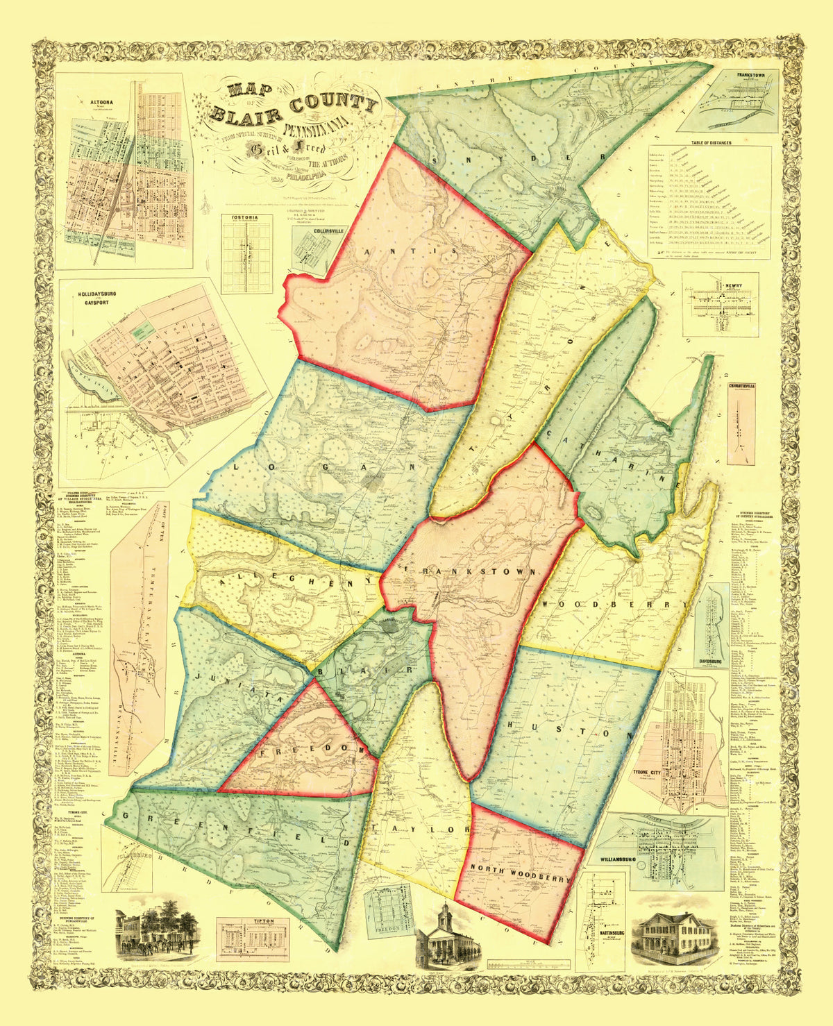 Preview of Vintage Map of Blair County, Pennsylvania 1859
