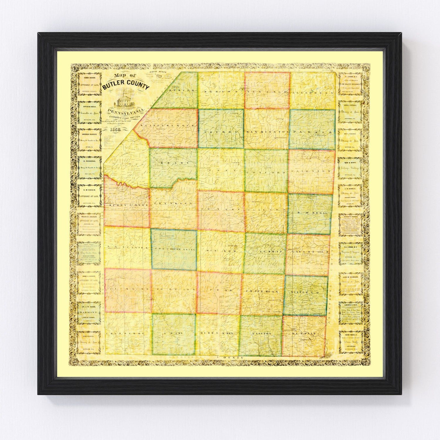 Butler County Vintage Map 1858