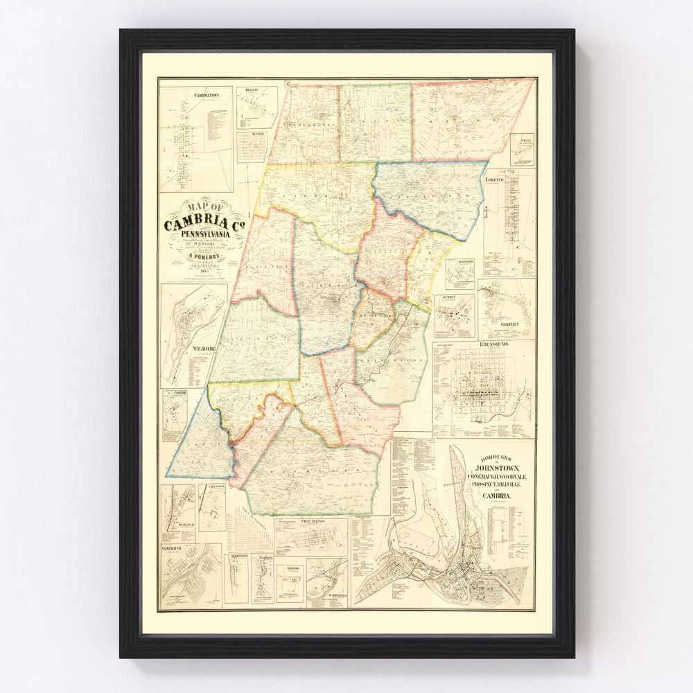 Cambria County Vintage Map 1867