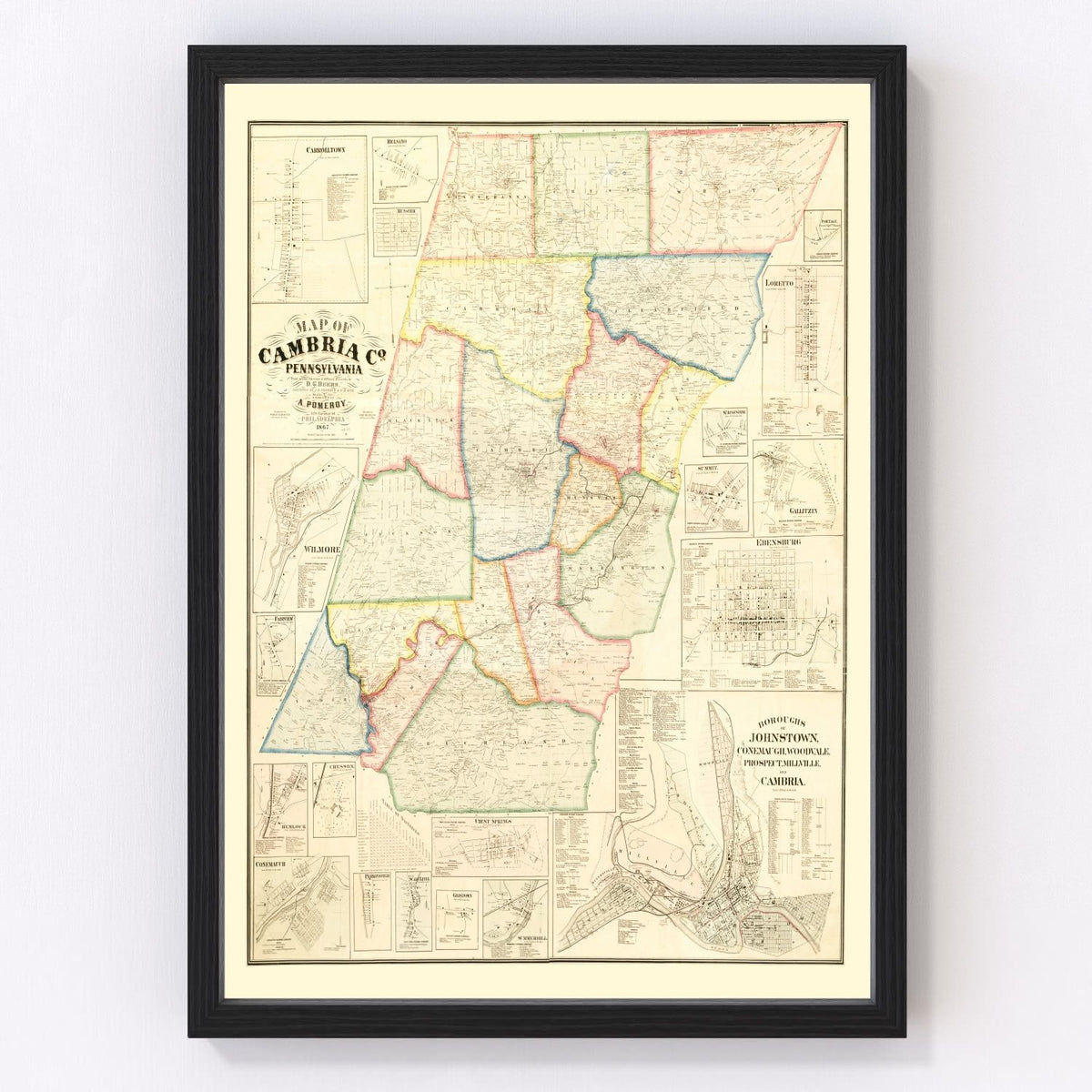 Cambria County Vintage Map 1867