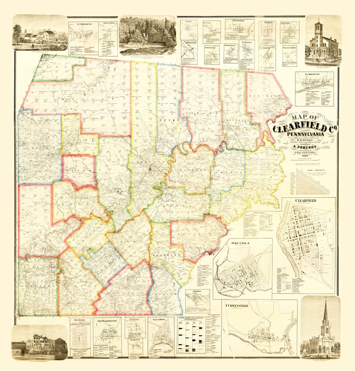 Preview of Vintage Map of Clearfield County, Pennsylvania 1866