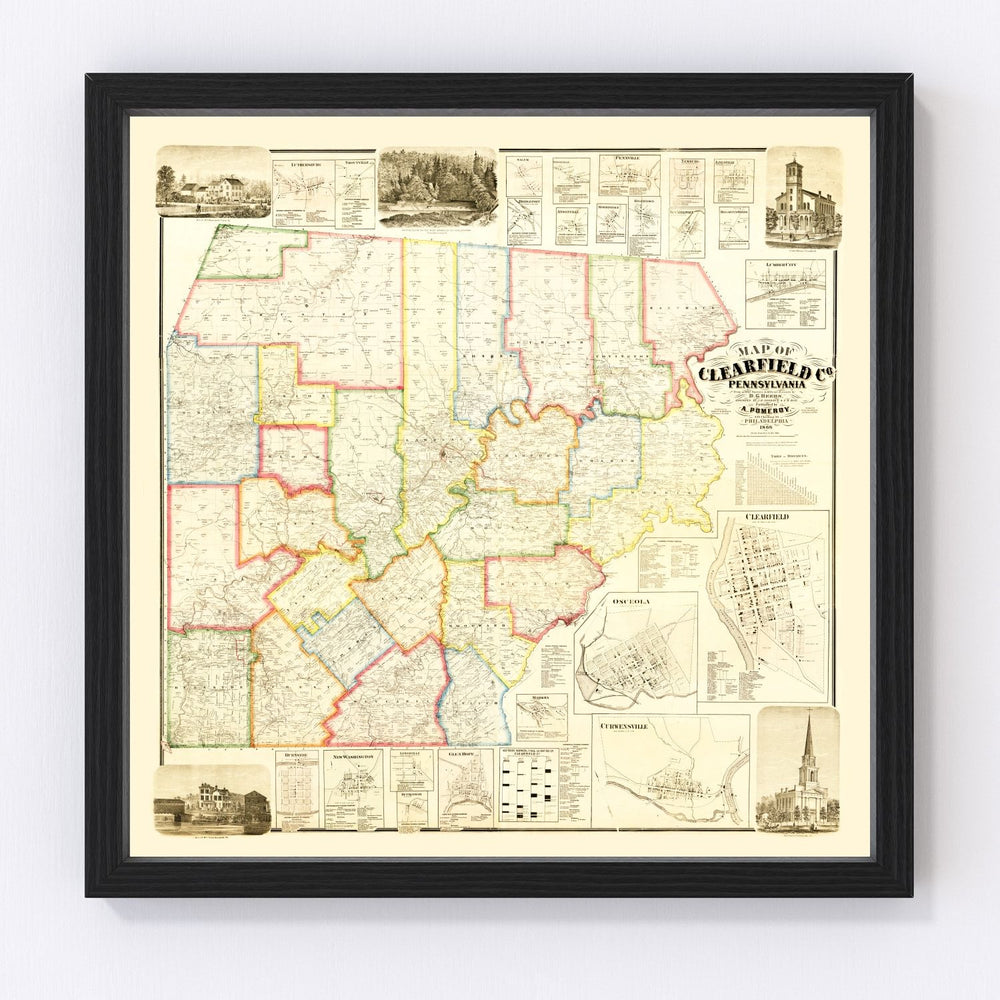 Clearfield County Vintage Map 1866