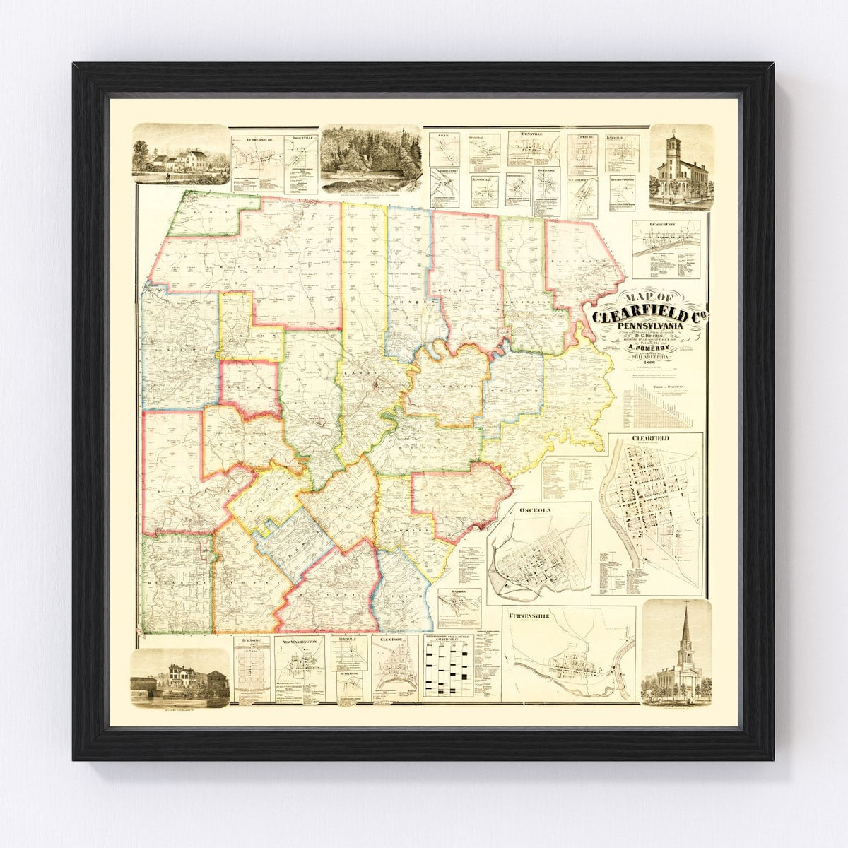 Clearfield County Vintage Map 1866