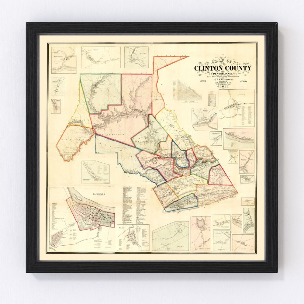 Clinton County Vintage Map 1862