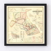 Clinton County Vintage Map 1862