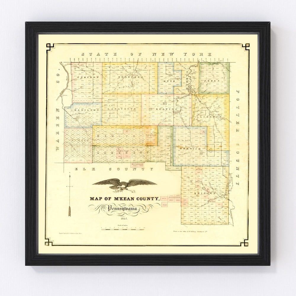 M'Kean County Vintage Map 1857