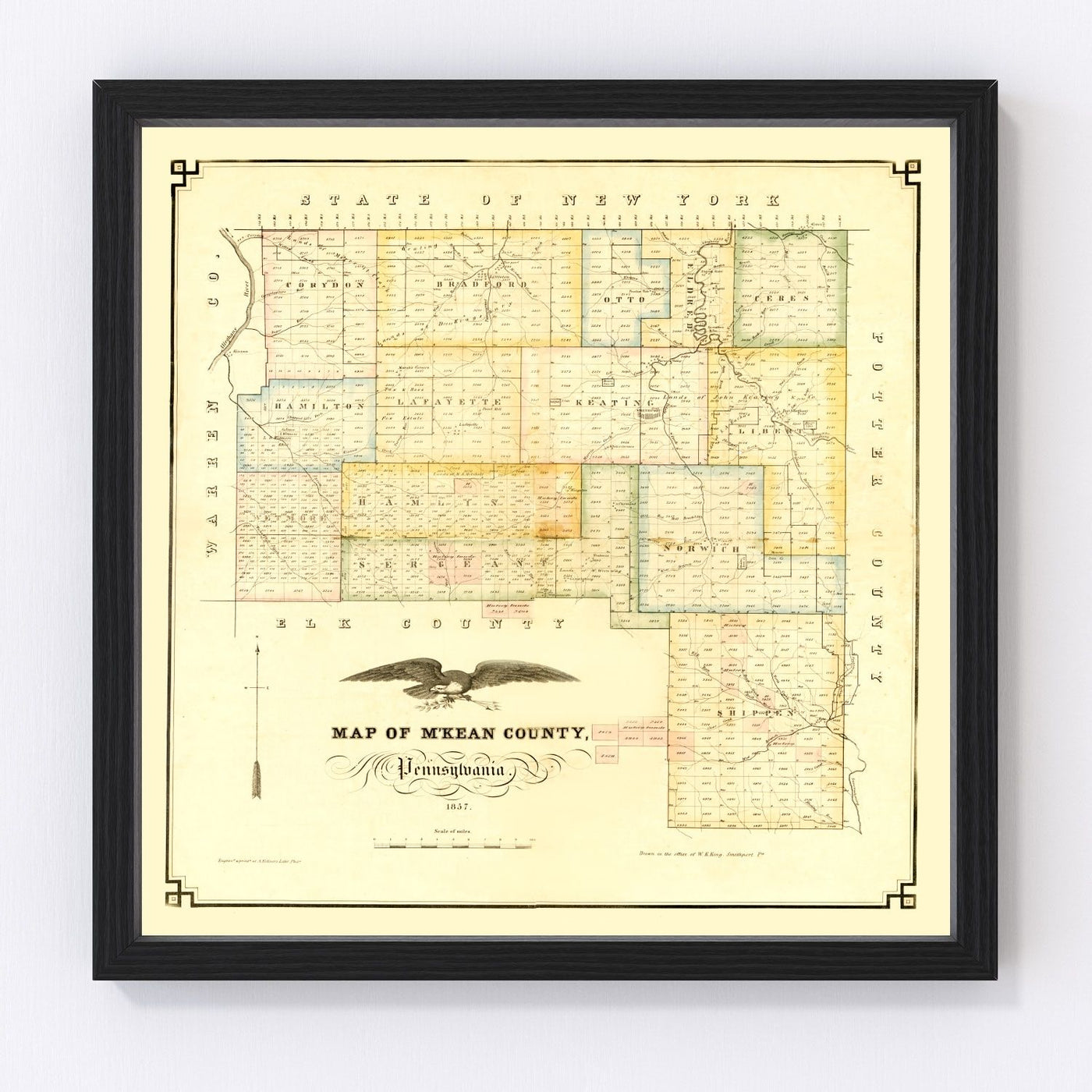 M'Kean County Vintage Map 1857