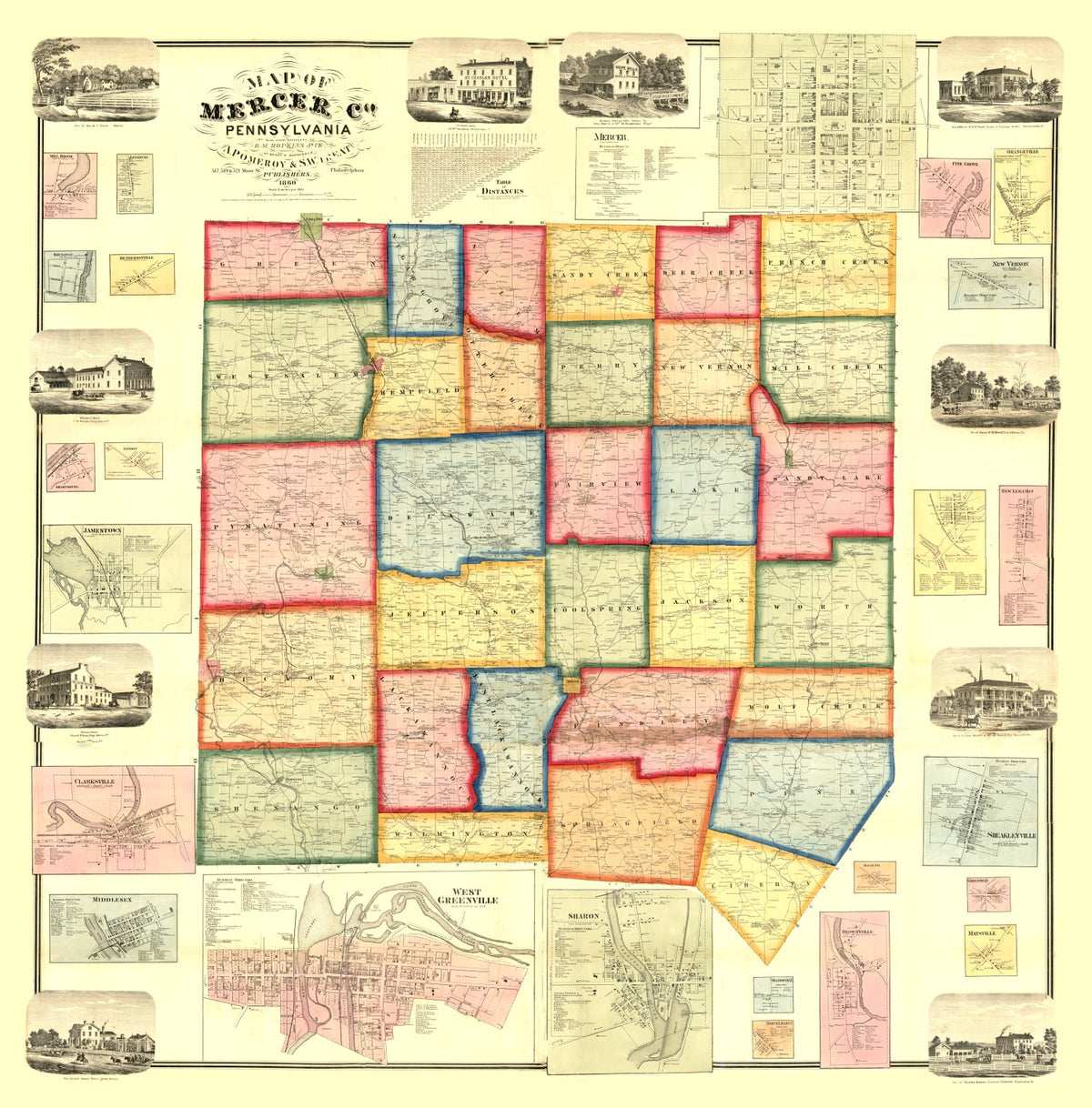 Preview of Vintage Map of Mercer County, Pennsylvania 1860