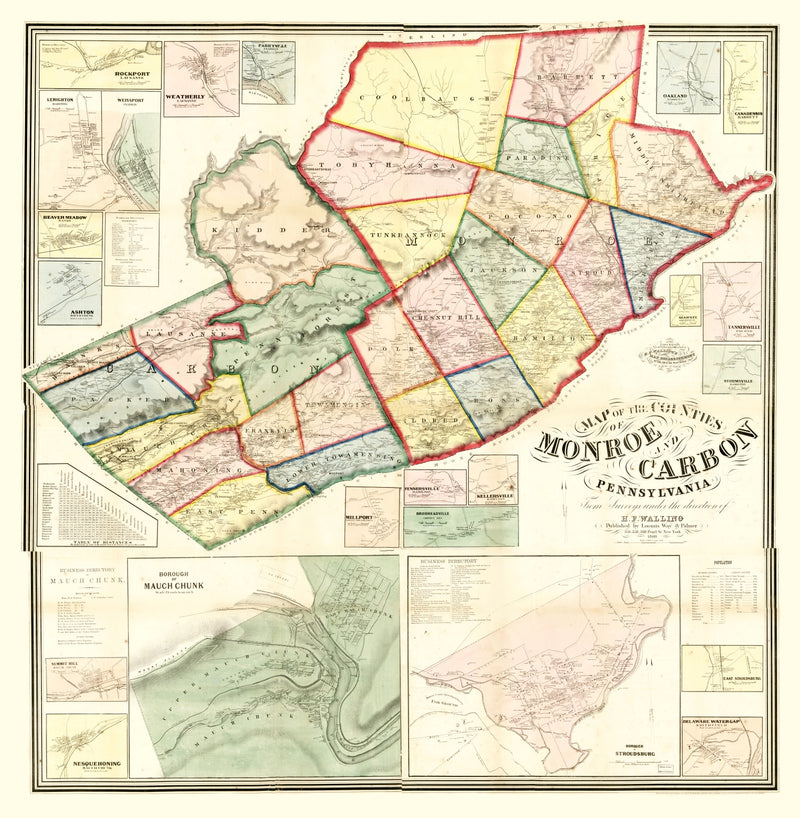 Size comparison using Vintage Map of Monroe County, Pennsylvania 1860