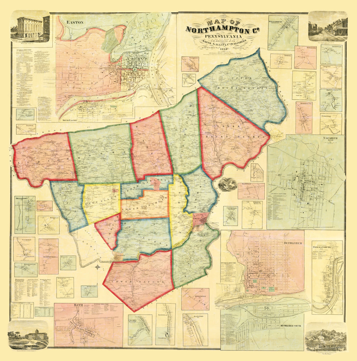 Preview of Vintage Map of Northampton County, Pennsylvania 1860