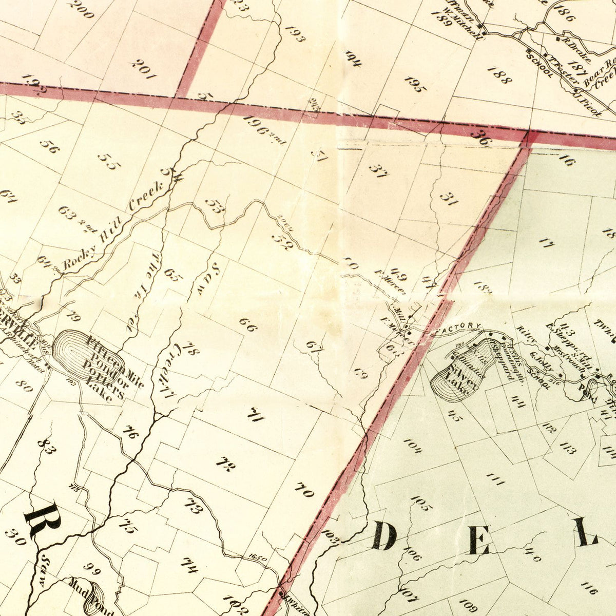Restored historic details from the 1872 county map of Pike County, Pennsylvania