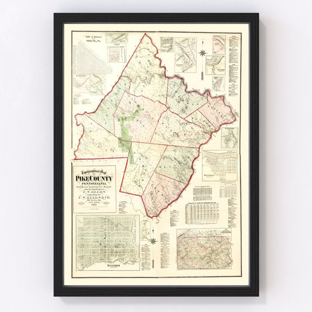 Pike County Vintage Map 1872