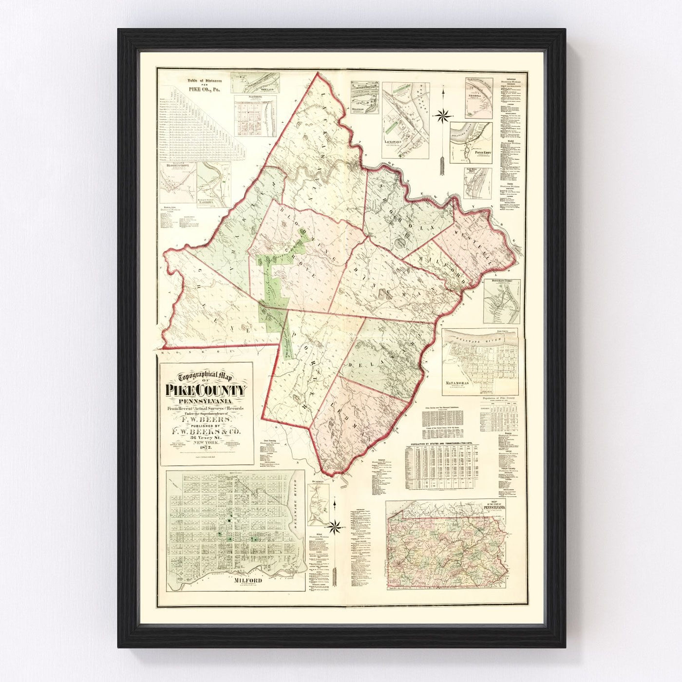 Pike County Vintage Map 1872