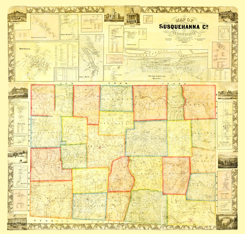 Size comparison using Vintage Map of Susquehanna County, Pennsylvania 1858