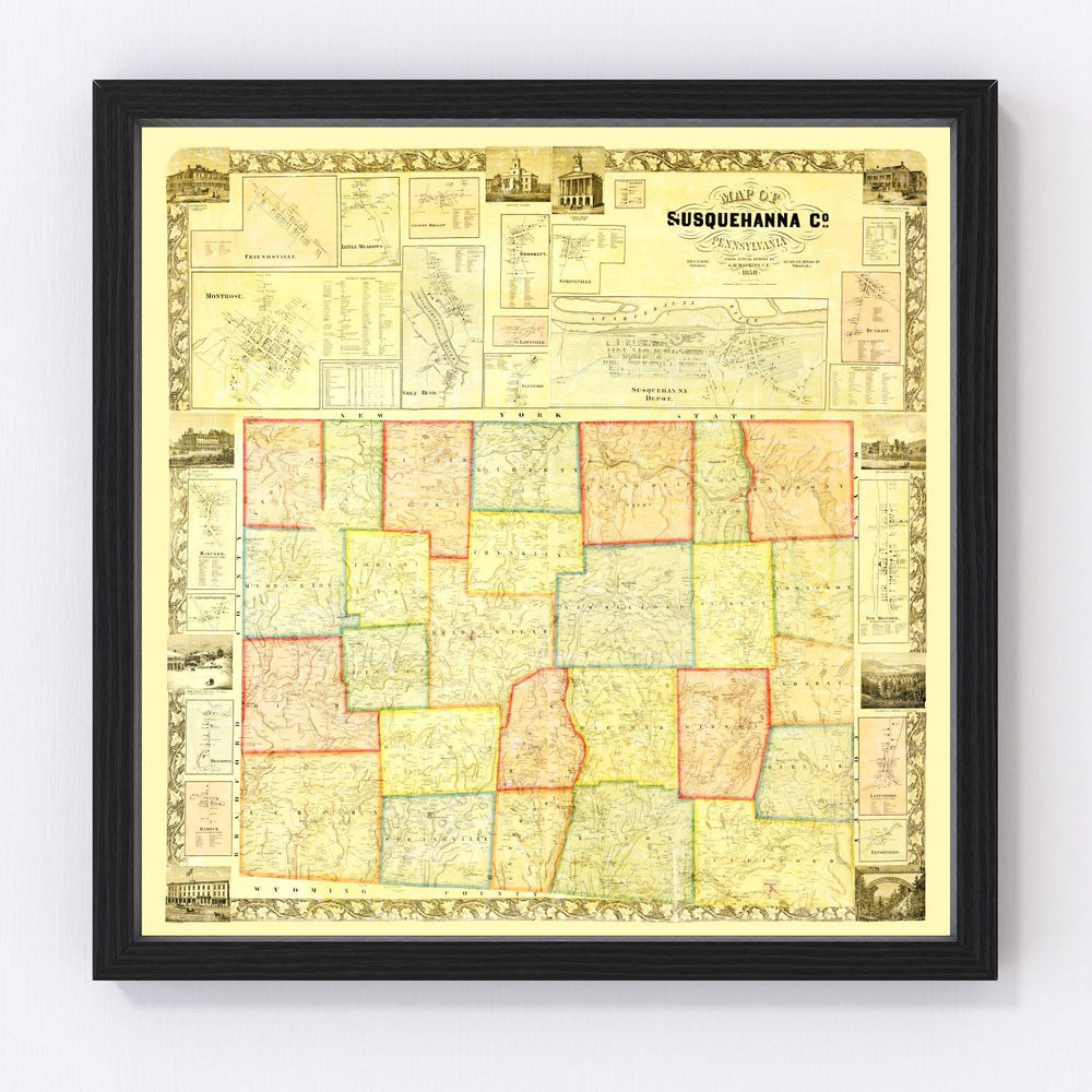 Susquehanna County Vintage Map 1858