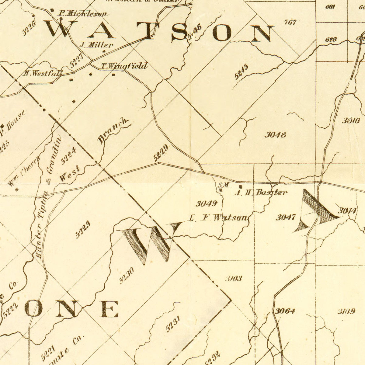 Restored historic details from the 1882 county map of Warren County, Pennsylvania