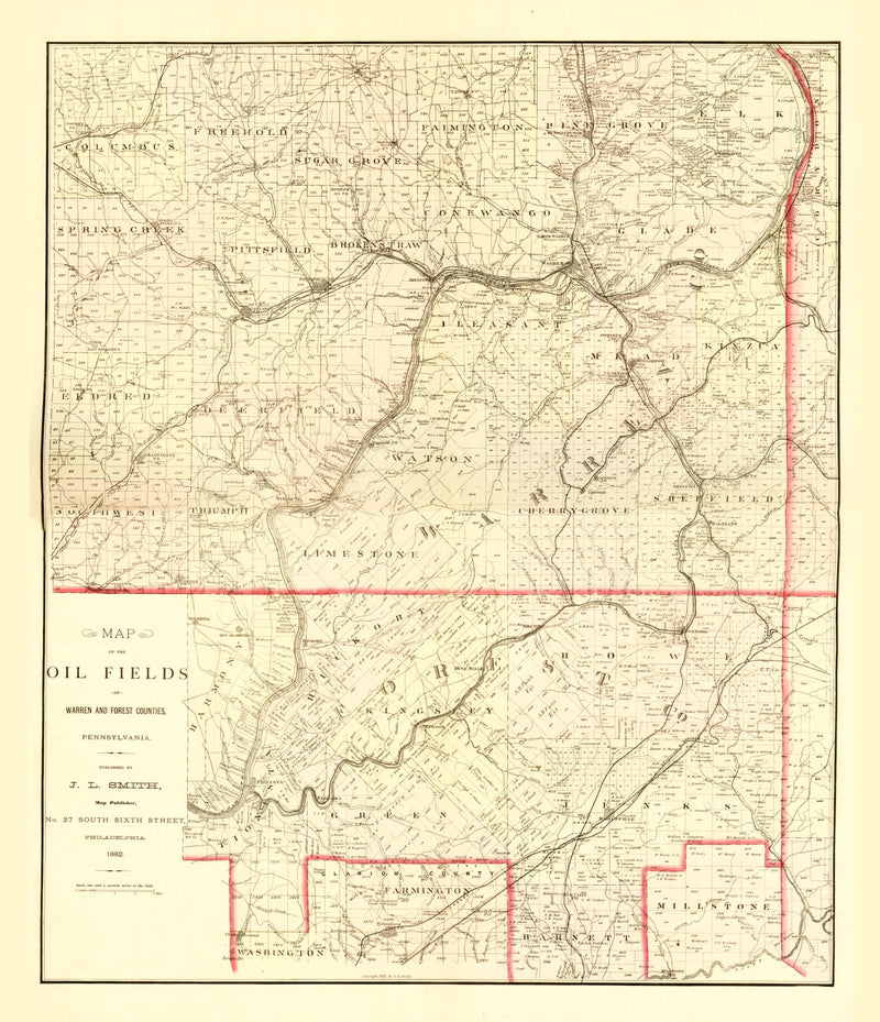 Size comparison using Vintage Map of Warren County, Pennsylvania 1882