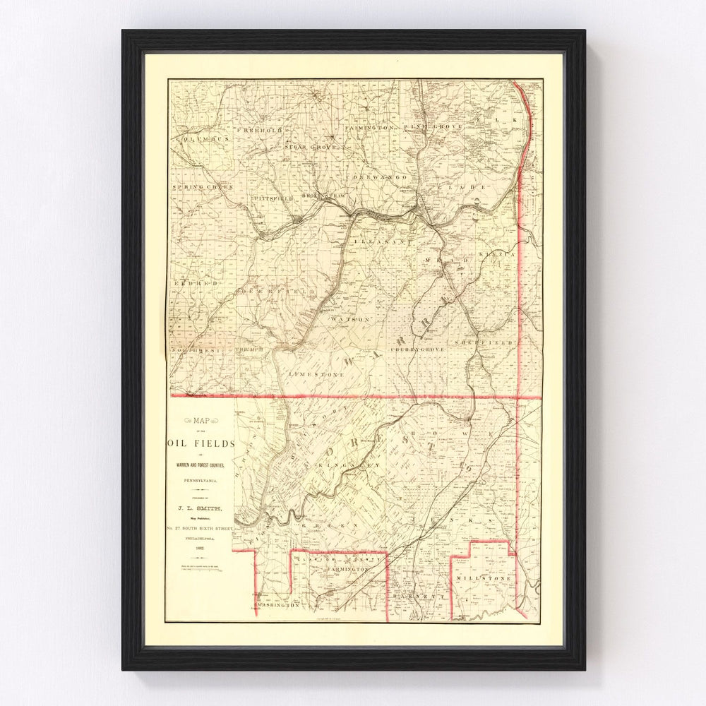 Warren County Vintage Map 1882