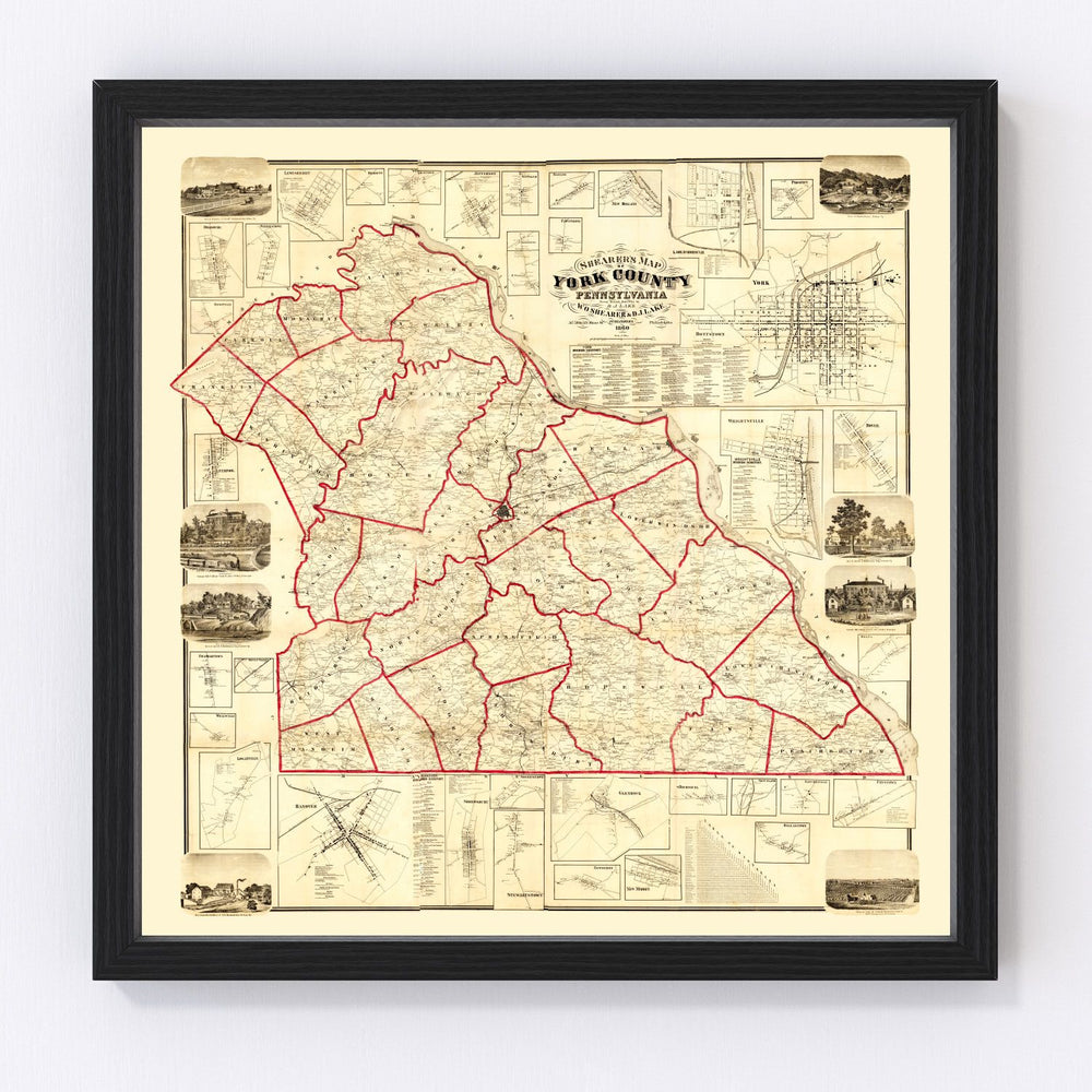 York County Vintage Map 1860