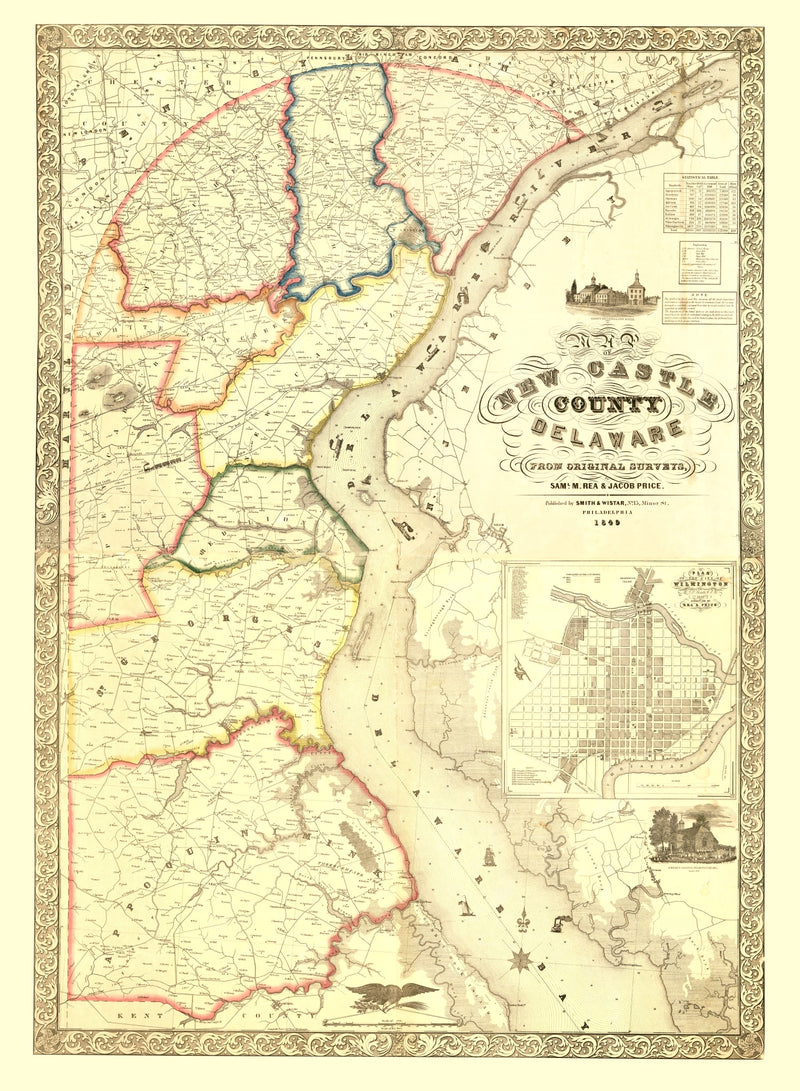 Size comparison using Vintage Map of New Castle County, Delaware 1849