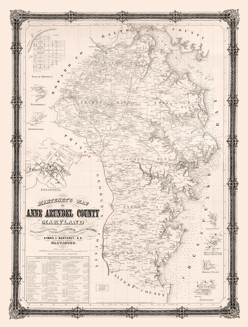 Size comparison using Vintage Map of Anne Arundel County, Maryland 1860