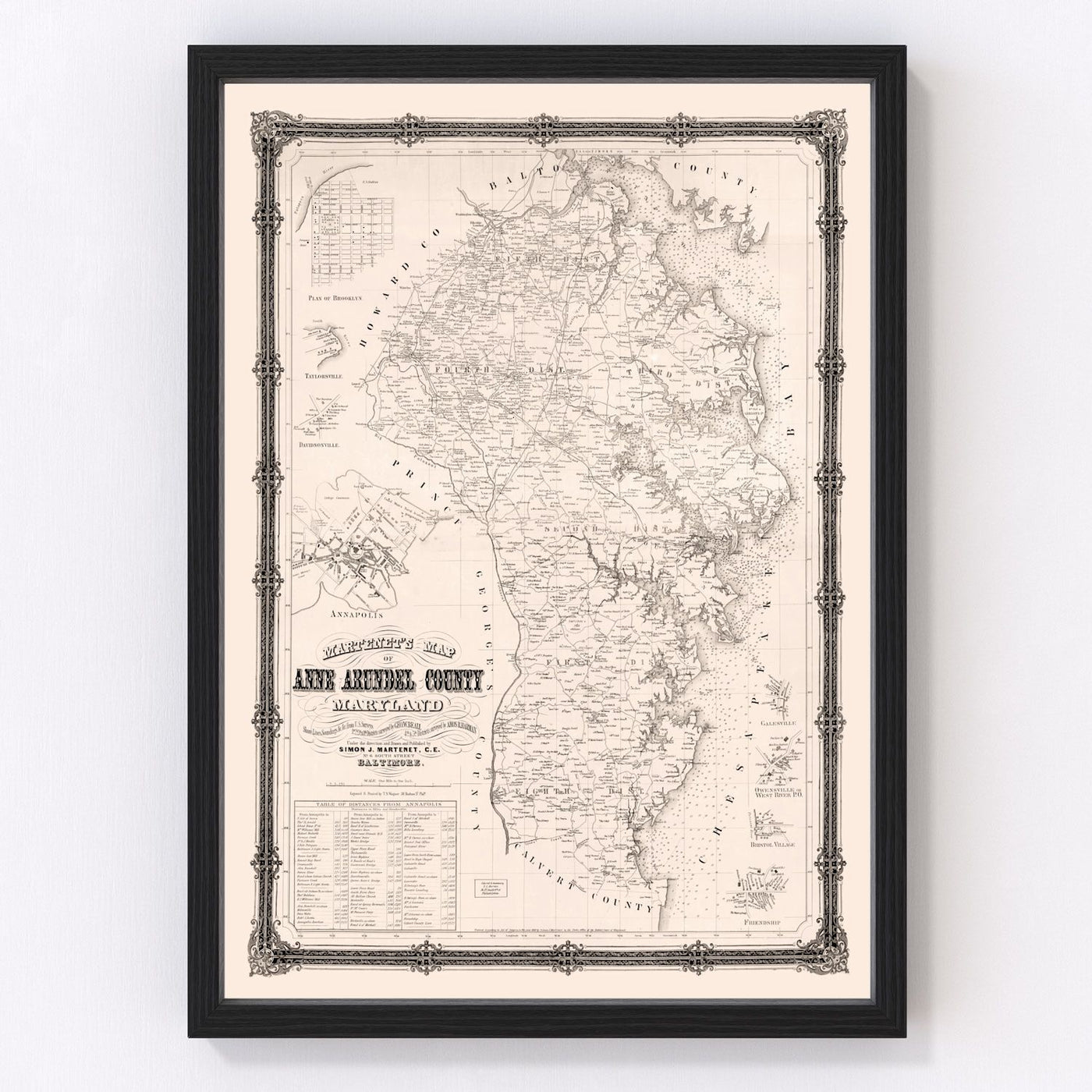 Anne Arundel County Vintage Map 1860