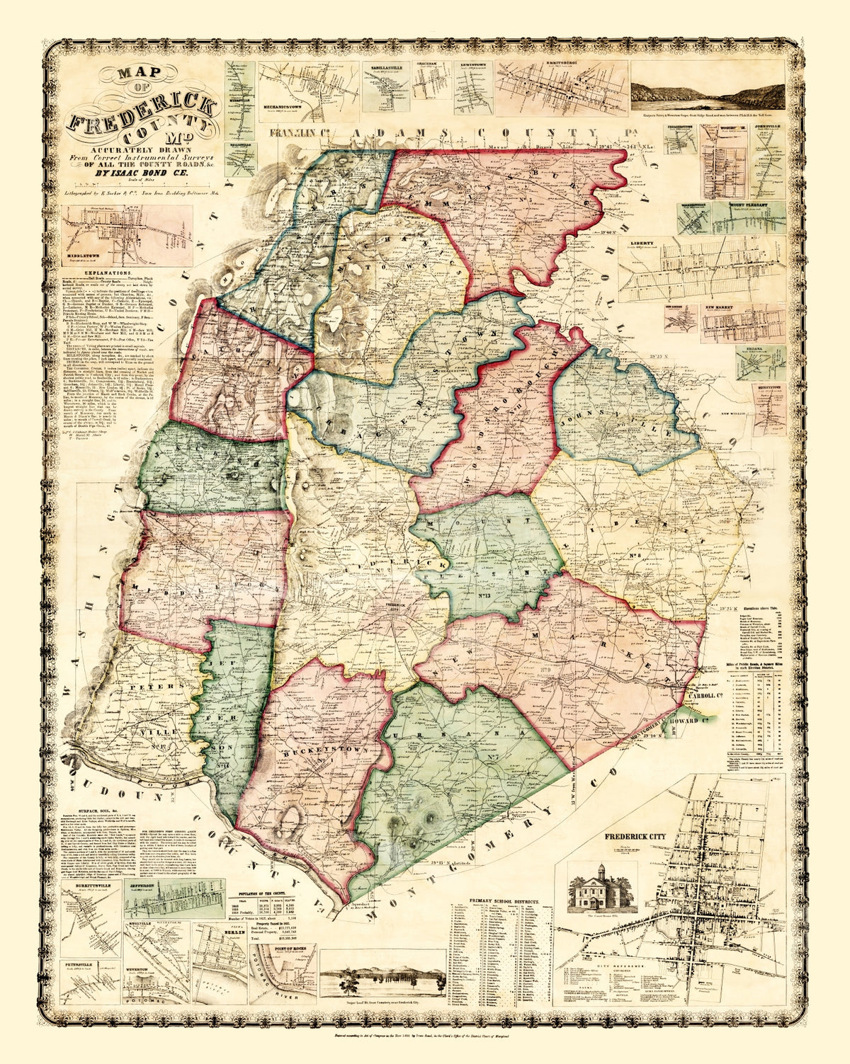 Preview of Vintage Map of Frederick County, Maryland 1858