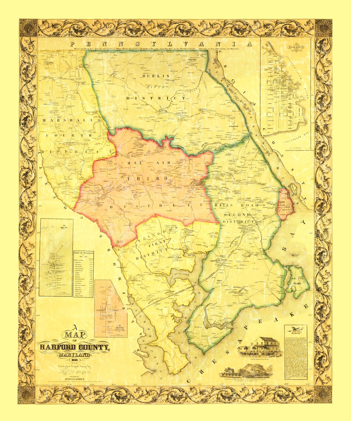 Preview of Vintage Map of Harford County, Maryland 1861