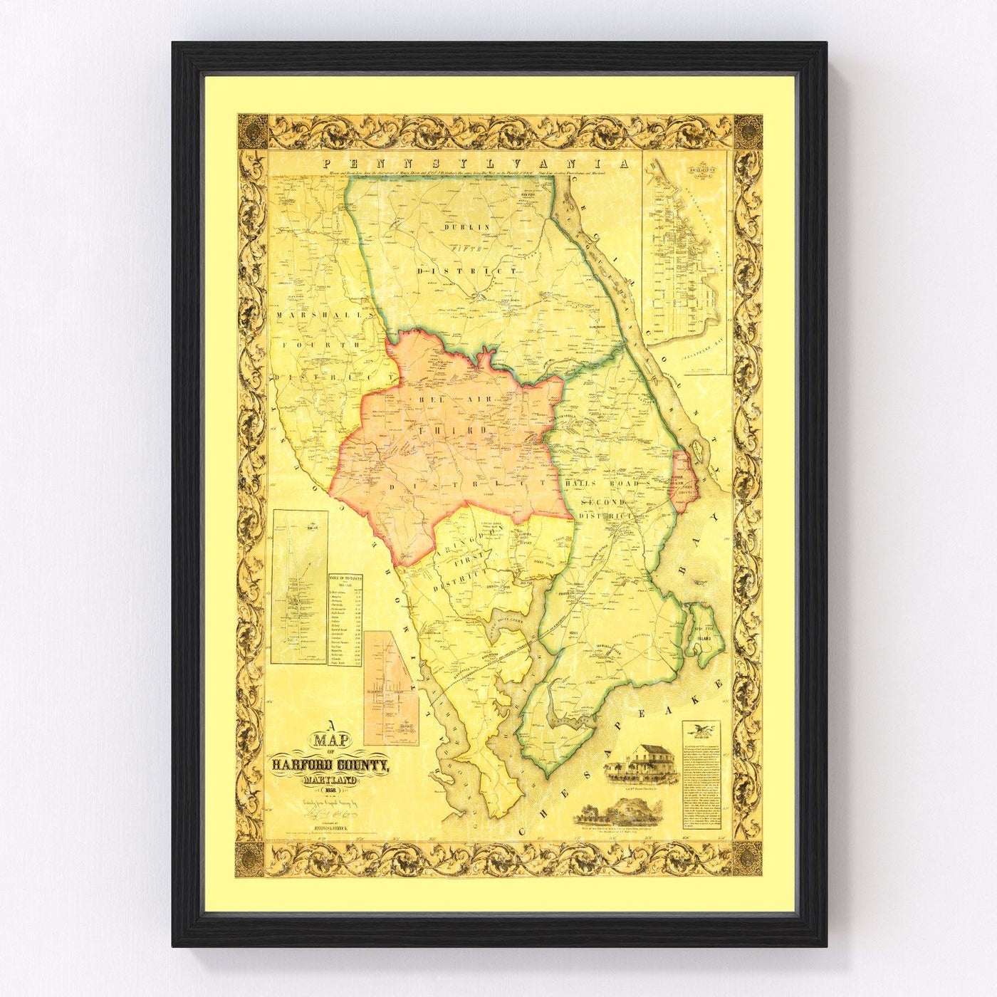 Harford County Vintage Map 1861