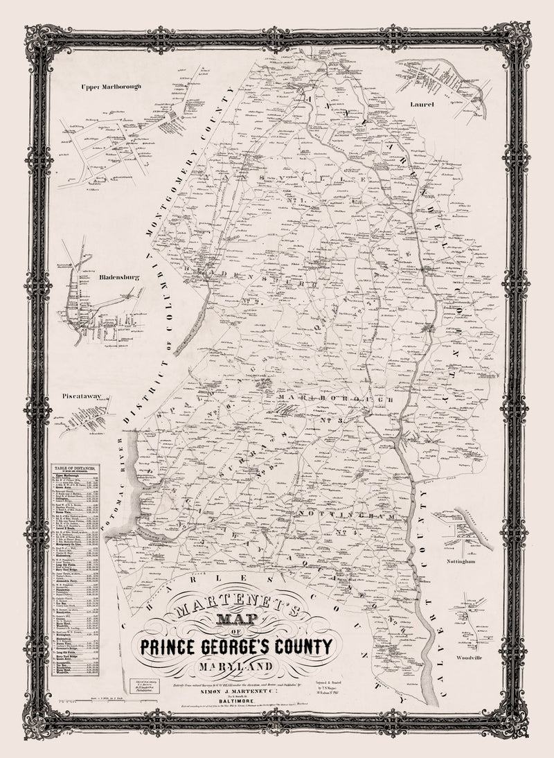 Size comparison using Vintage Map of Prince George County, Maryland 1861