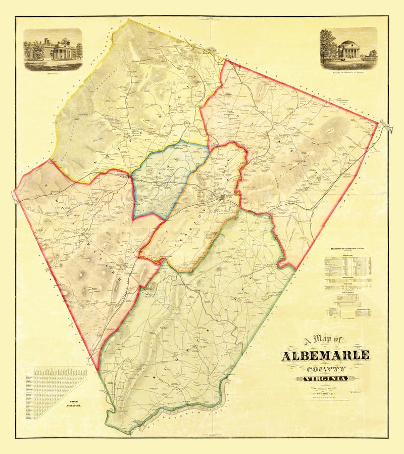 Size comparison using Vintage Map of Albemarle County, Virginia 1875