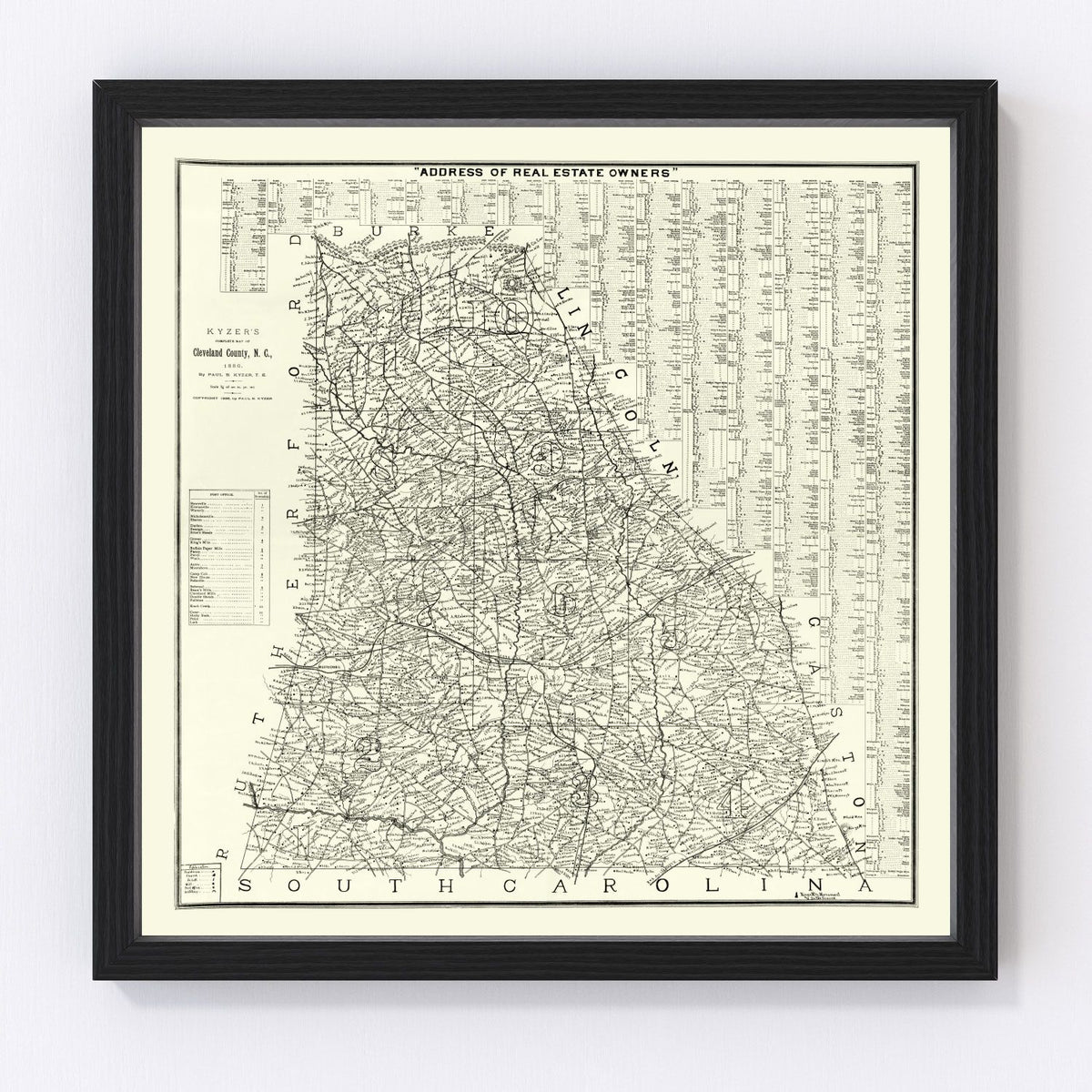 Cleveland County Vintage Map 1886