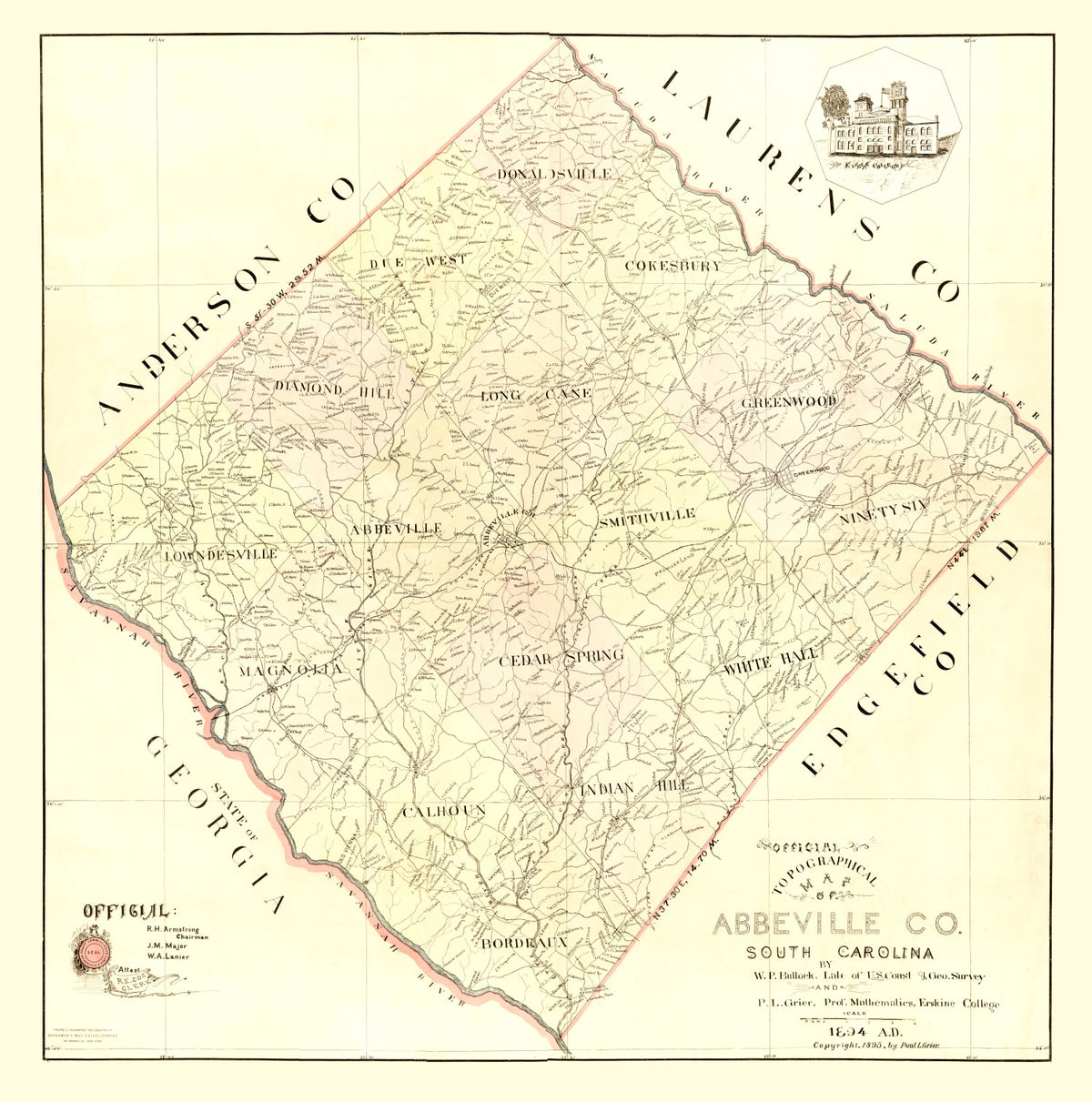 Preview of Vintage Map of Abbeville County, South Carolina 1895