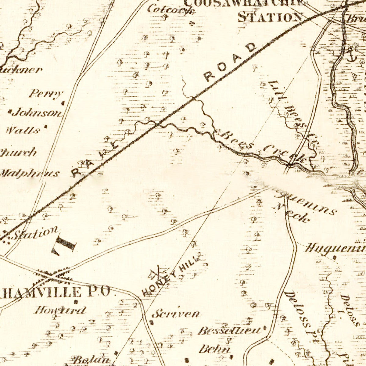 Restored historic details from the 1873 county map of Beaufort County, South Carolina