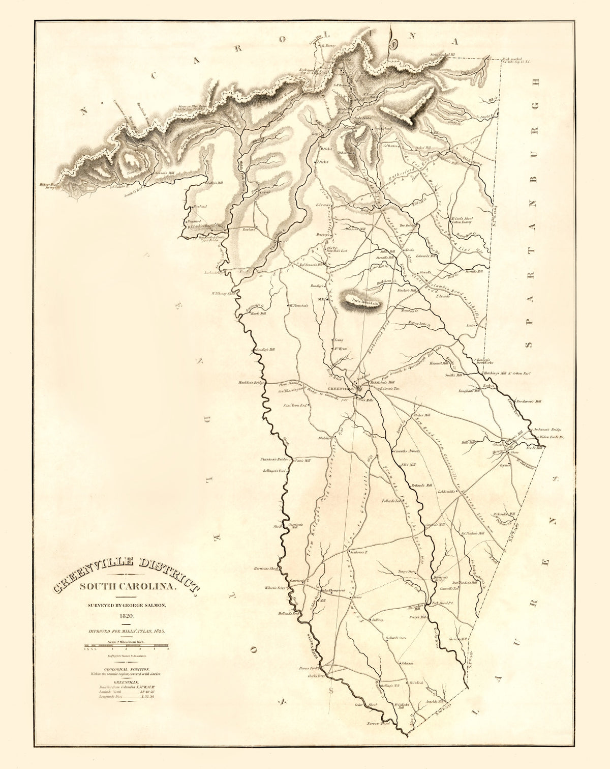 Preview of Vintage Map of Greenville District County, South Carolina 1825