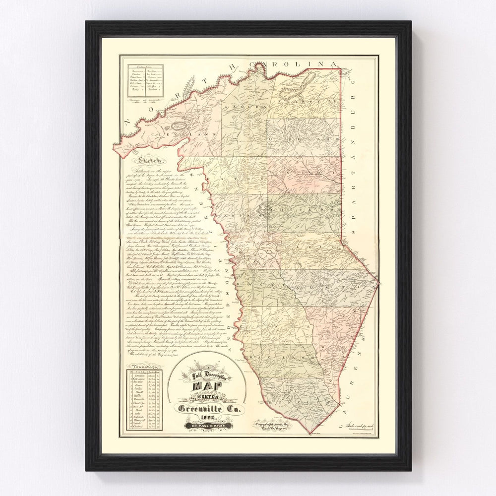 Greenville County Vintage Map 1882