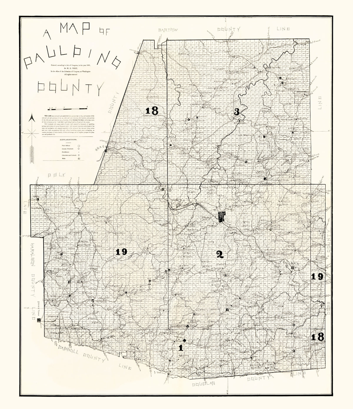 Preview of Vintage Map of Paulding County, Georgia 1896