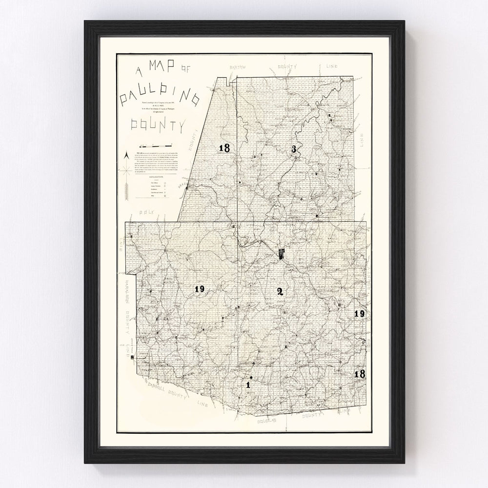 Paulding County Vintage Map 1896