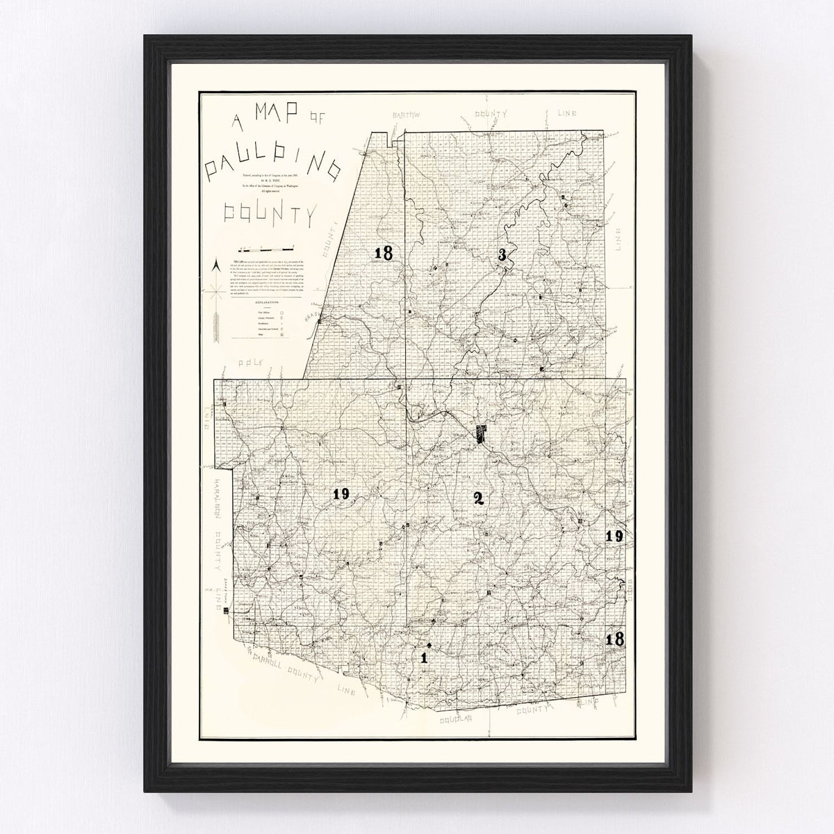 Paulding County Vintage Map 1896